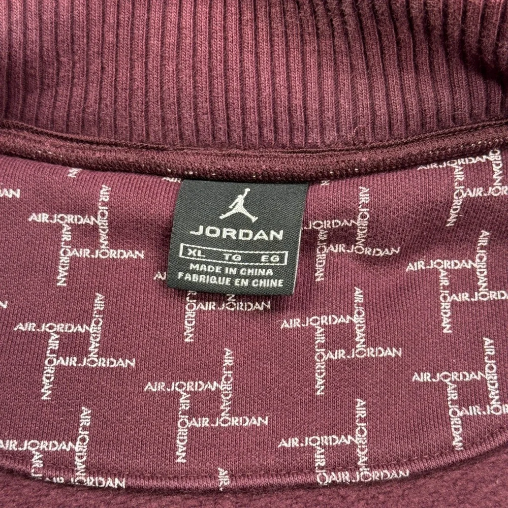 Jordan Track Jacket Men XL Burgundy Monogram Full Zip Jumpman Logo Fleece Active